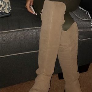 Knee high suede grey boots